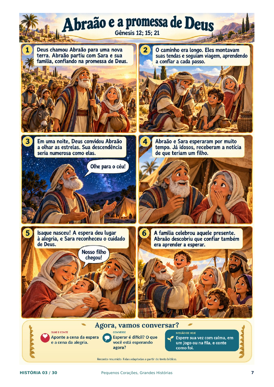 História em quadrinhos Abraão e a promessa de Deus